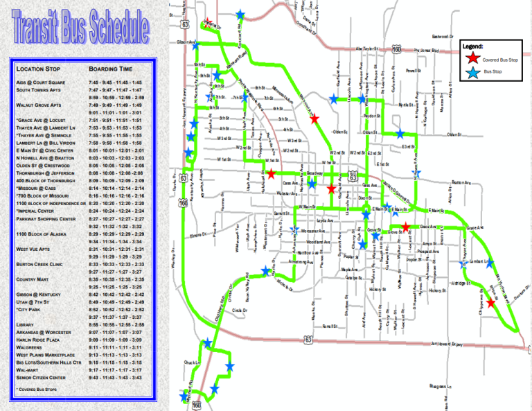 Transit Bus Schedule City of West Plains
